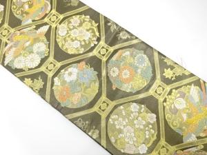 未使用品　格天井模様織り出し　袋帯